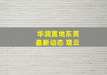 华润置地东莞最新动态 观云